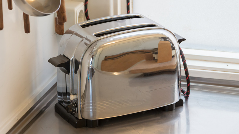 Vintage chrome toaster in a kitchen
