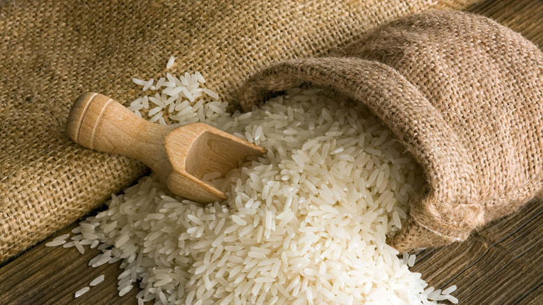 tipped over bag of rice