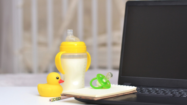 Baby toys and laptop computer