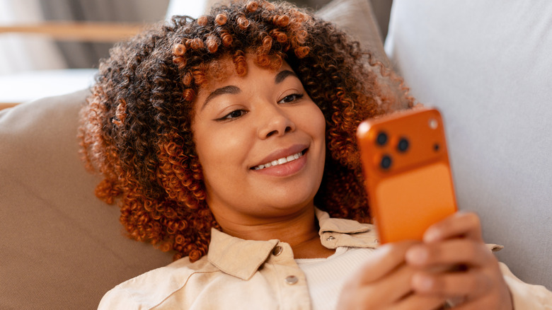 Woman browsing social media
