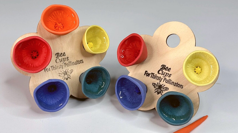 Bee drinking from Bee Cups
