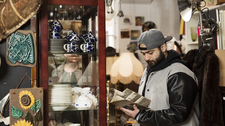 Person shopping in a secondhand store