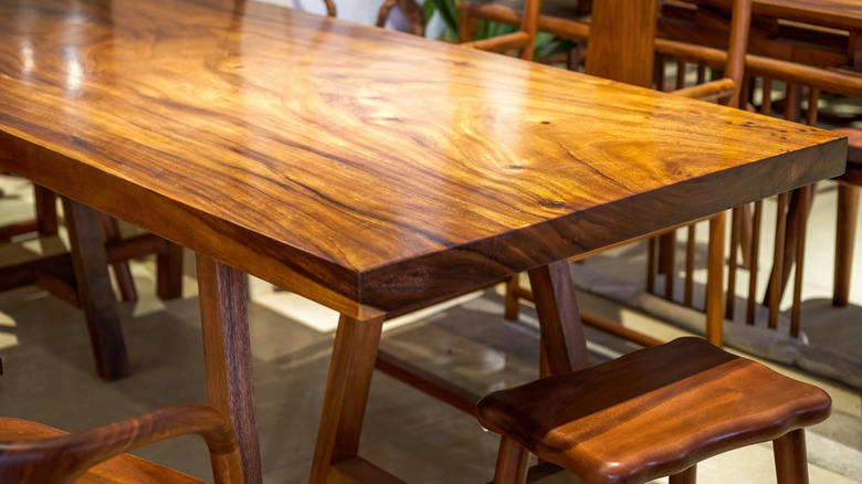 Wood table and seats