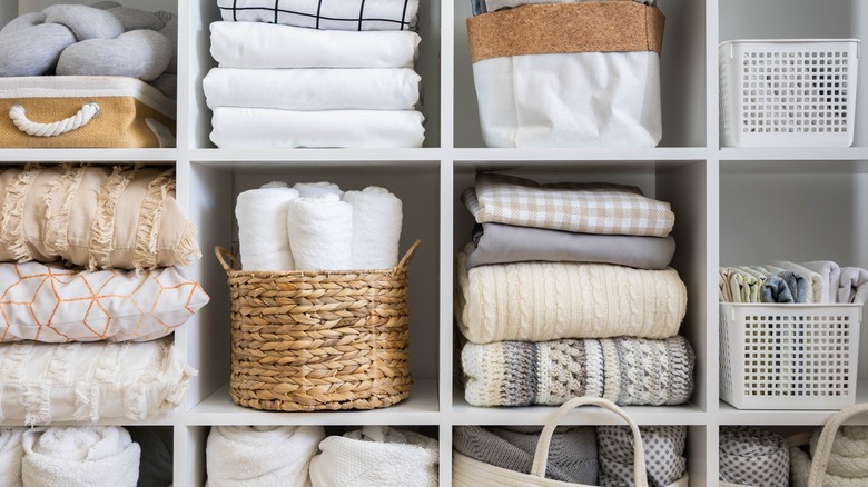 Towels on shelf