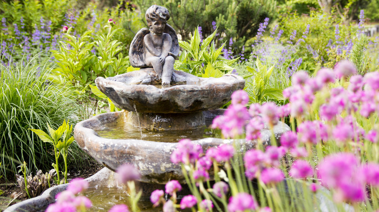 Outdoor garden fountain statue