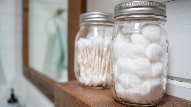 Jars of cotton swabs