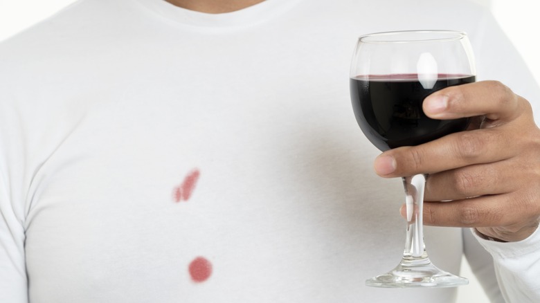Red wine stained shirt