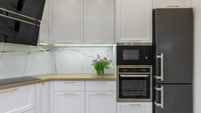 modern kitchen with built-in cabinets