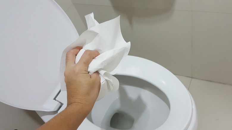 Hand with toilet paper