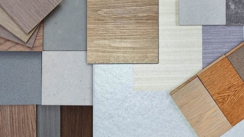 An array of different vinyl flooring samples