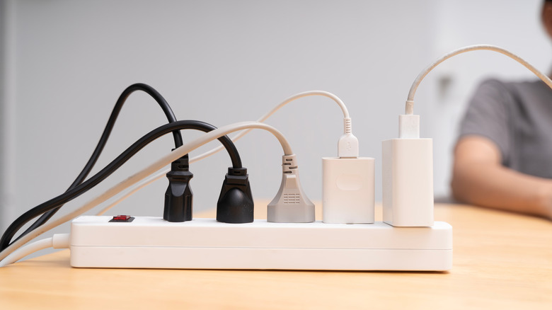 Power strip with several plugs