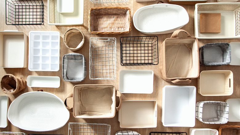 Assortment of different storage baskets