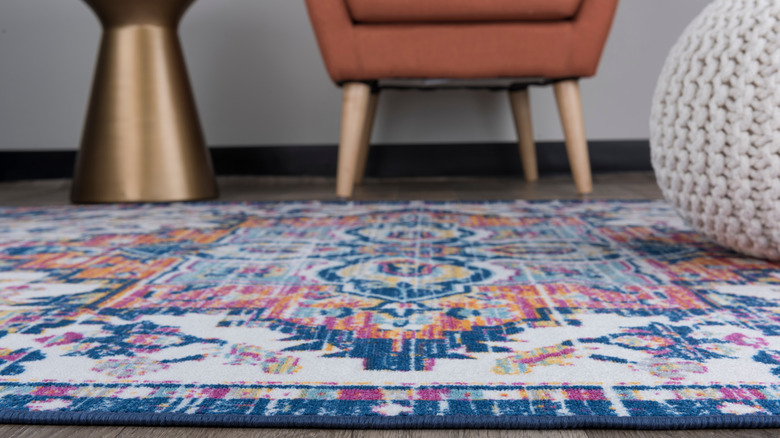 tribal rug on floor