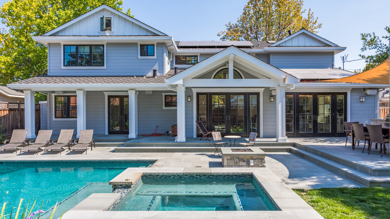 Backyard pool and spa