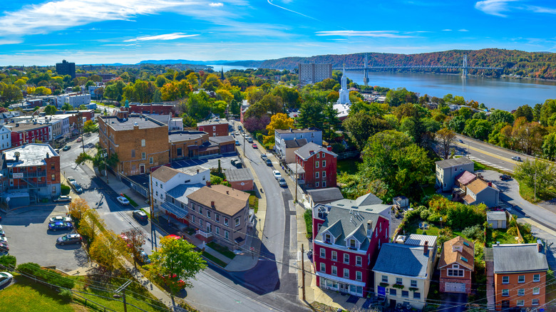 Arial shot of Poughkeepsie NY