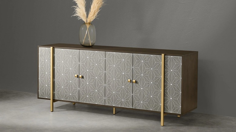 Bayside Furnishings Estrella Accent Cabinet standing alone against a grey background