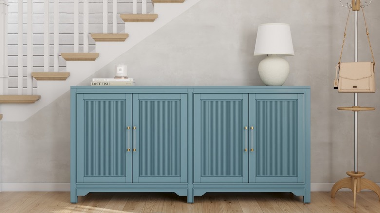 Bayside Furnishings Keeley Accent Cabinet in front foyer