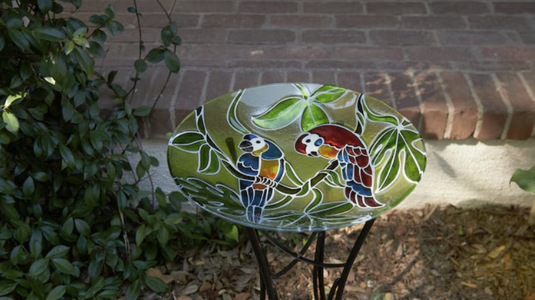 Alpine Corporation's 3-inch Multicolor Glass Birdbath Bowl