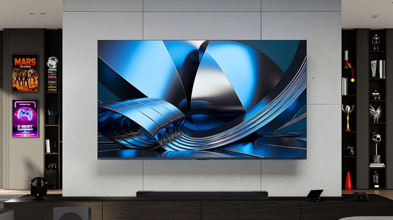 Hisense's U6 Pro Series Gaming AI Smart Fire TV on a living room wall
