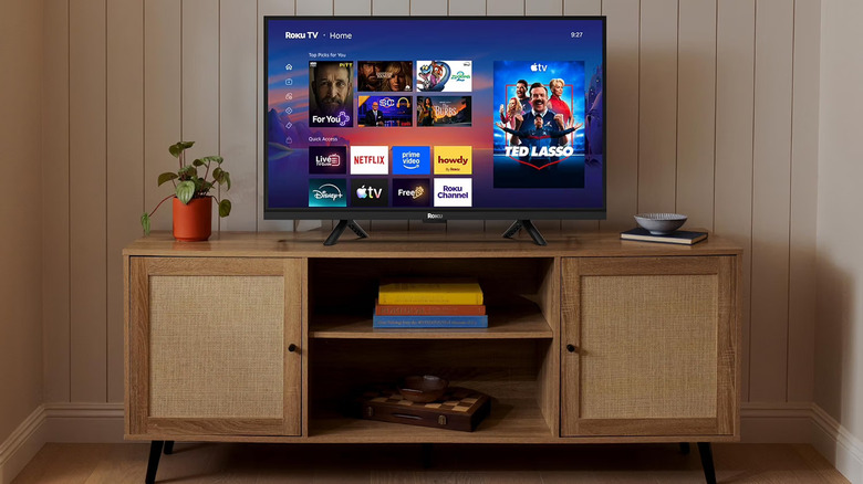 Roku's 40-inch Select Series Smart TV on a vintage console