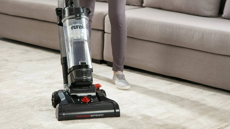 Eureka vacuum on light carpet