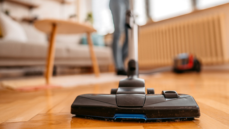 vacuuming parquet floors