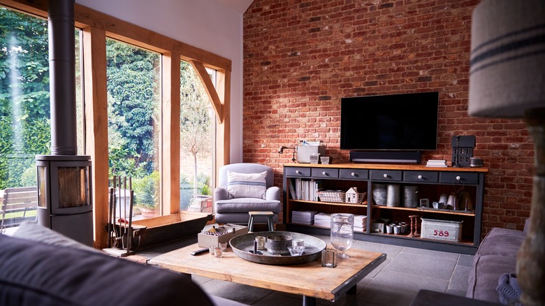 brick wall in living room