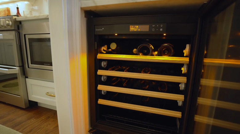 Mini wine cellar in kitchen