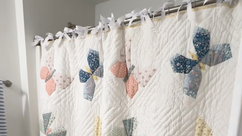 quilt turned into bathtub curtain