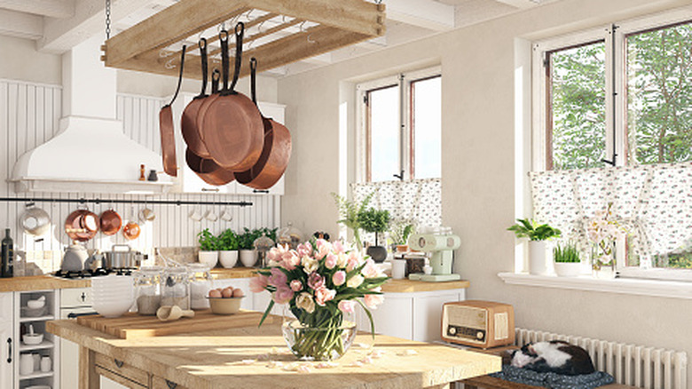 A light and bright rustic style kitchen.