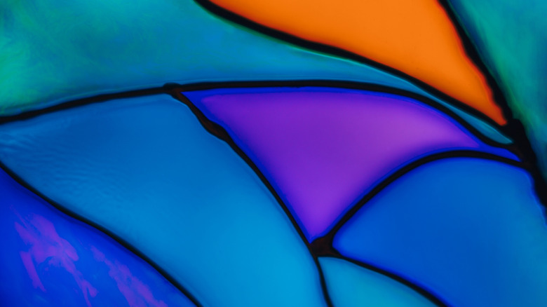 Close up of stained glass lead lines