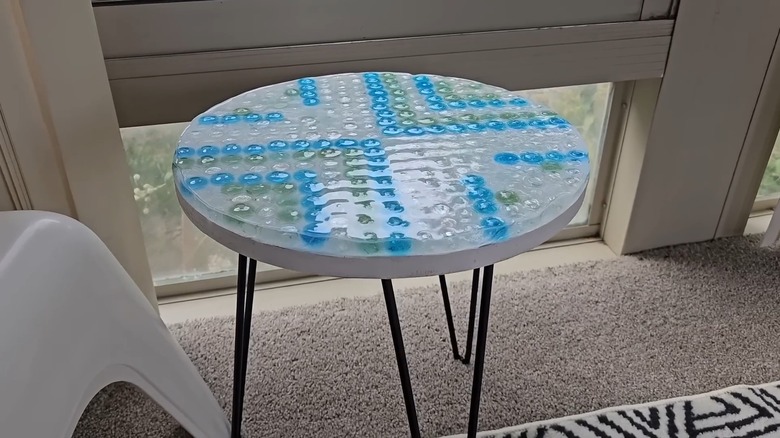 Glass DIY accent table in living room