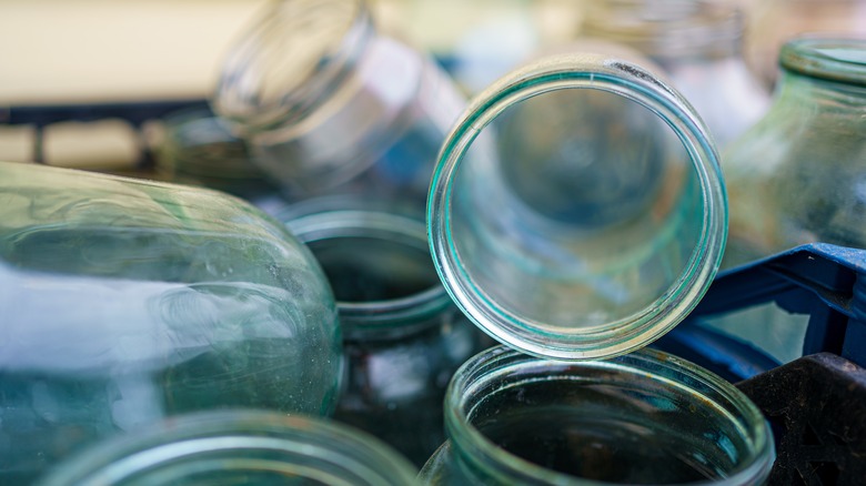 Pile of empty glass jars