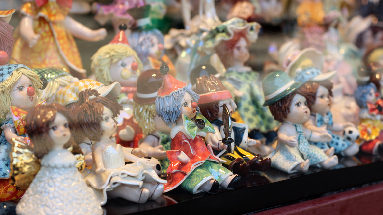 Porcelain figurines on a shelf