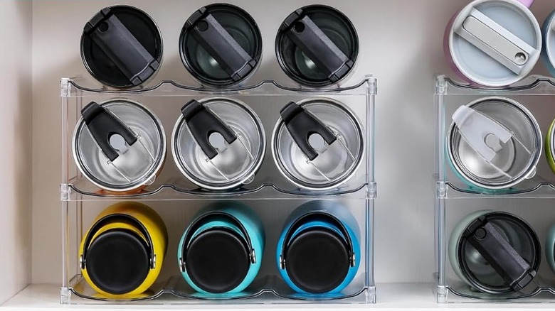 water bottles organizer white cabinet storage