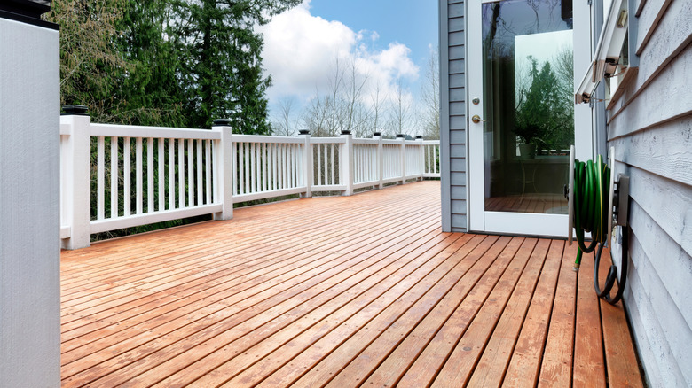 Wood deck outside a house