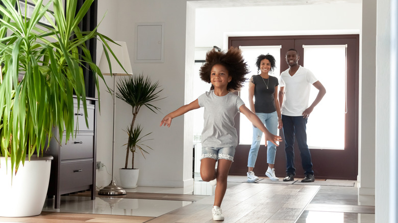 family in foyer