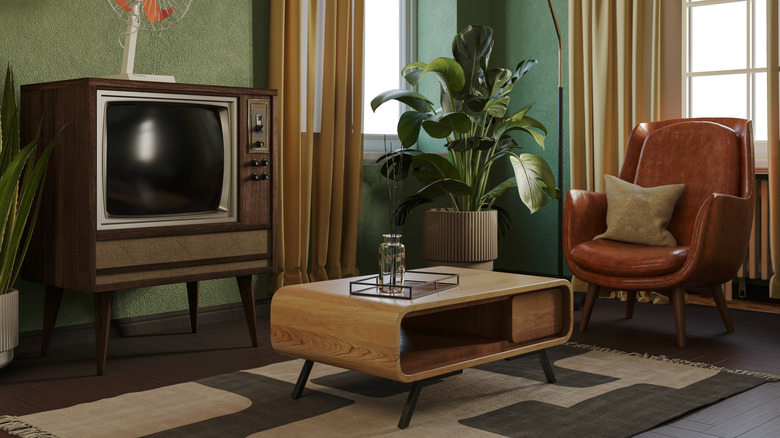 A retro living room interior