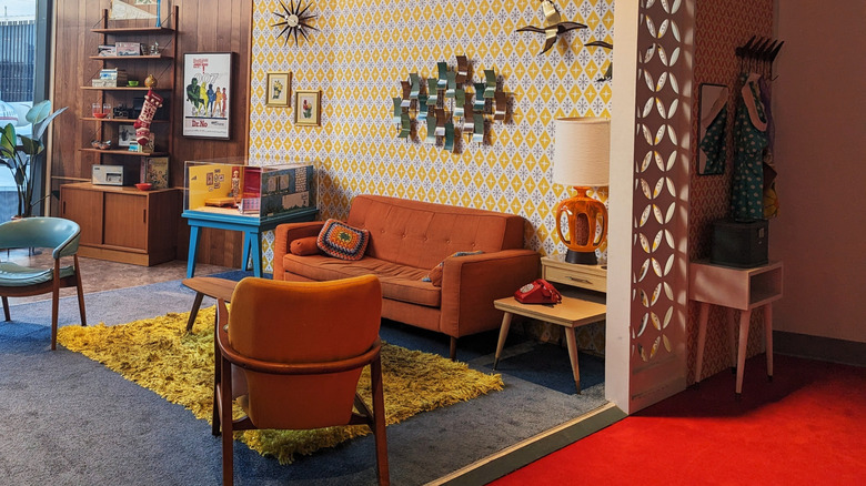 A retro living room interior