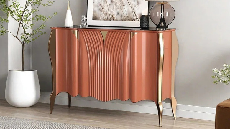Luxury retro inspired sideboard with high gloss surface