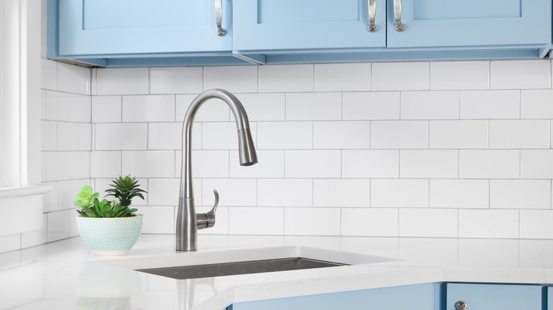 White subway tiles in kitchen