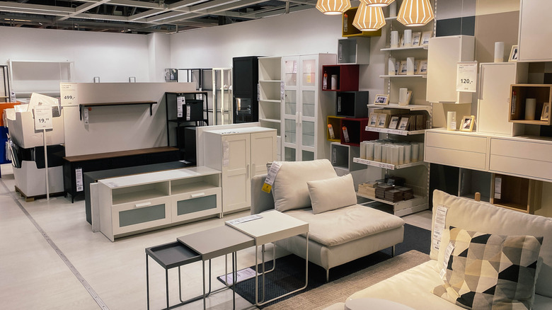 IKEA showroom with various furniture designs