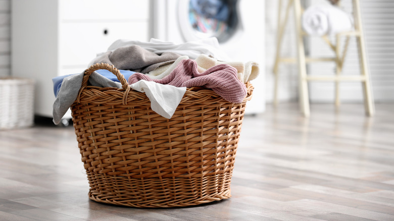 Laundry basket in laundry room