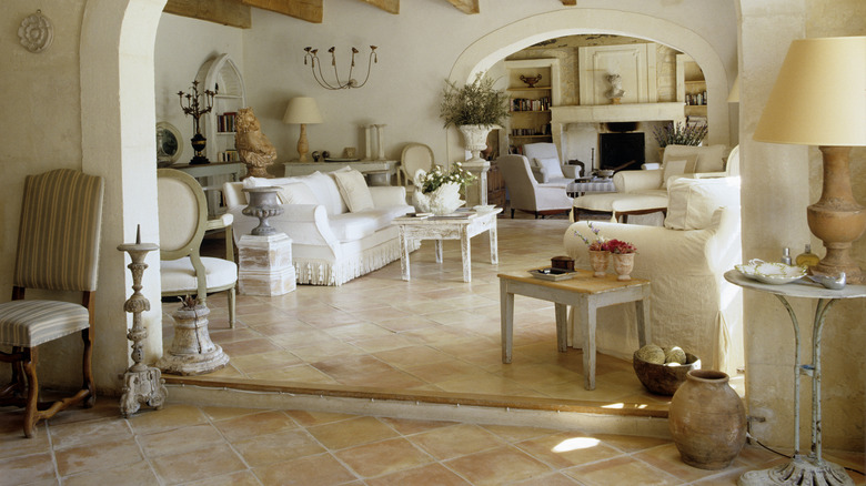 home with natural stone tile