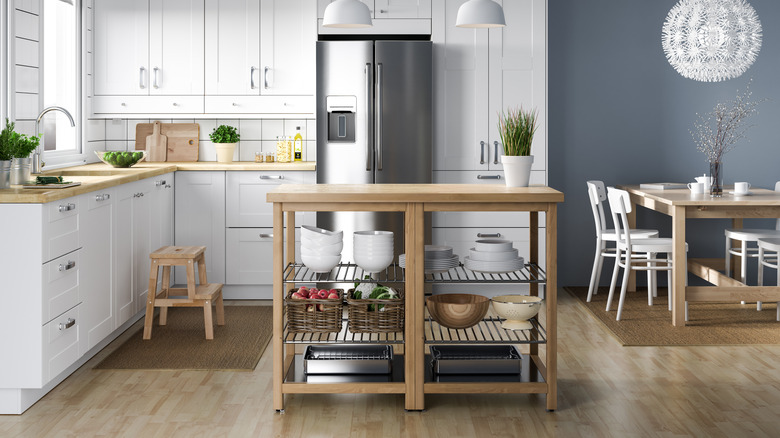 Kitchen with wooden island