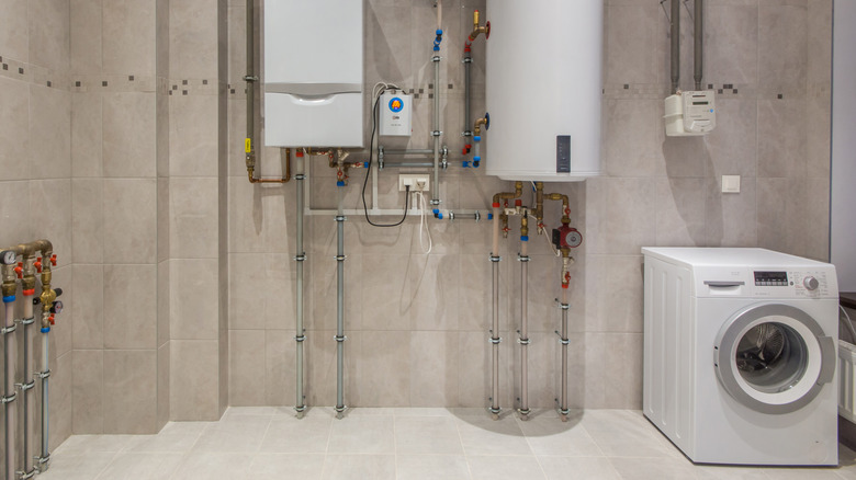 laundry room with exposed wires