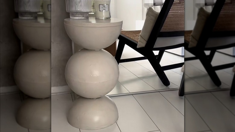 IKEA bowls stacked together to create a side table