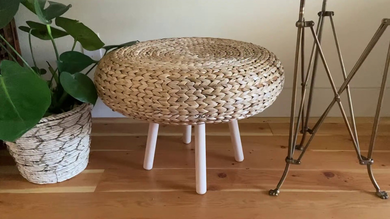 DIY IKEA boho patio stool using FLISAT stool and ALSEDA cushion