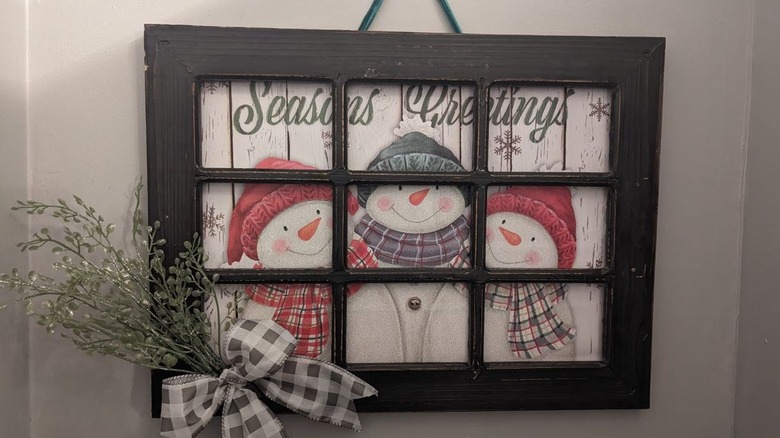 Dollar Tree gift bag turned into holiday wall art