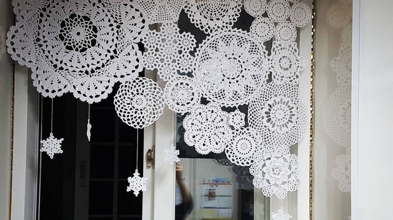 Curtain made from doilies